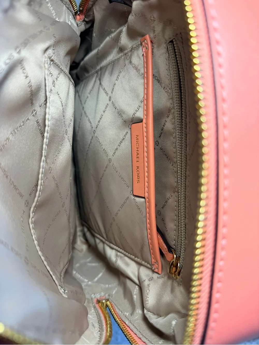 Michael Kors Medium Jaycee Zip Pocket Pebbled Leather Backpack Sherbet - Picture 6 of 15